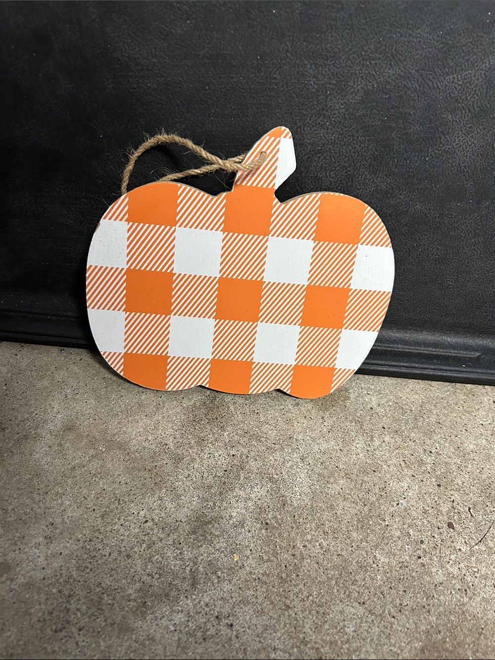 Buffalo Check Pumpkin Wall Hanging - Orange & White